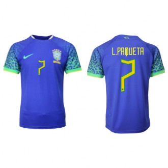Herren Fußballbekleidung Brasilien Lucas Paqueta #7 Auswärtstrikot WM 2022 Kurzarm